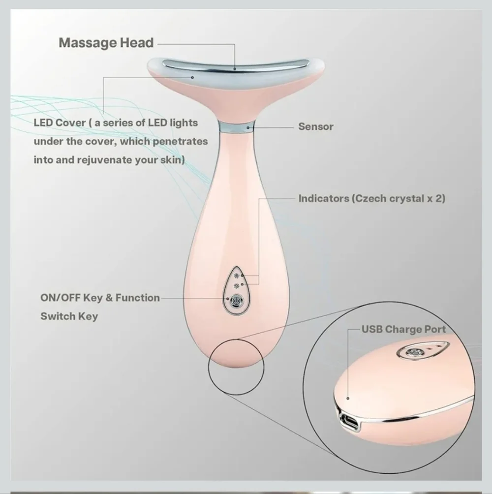 Vraiko LED Facial Massager with USB Charge Port & Stand